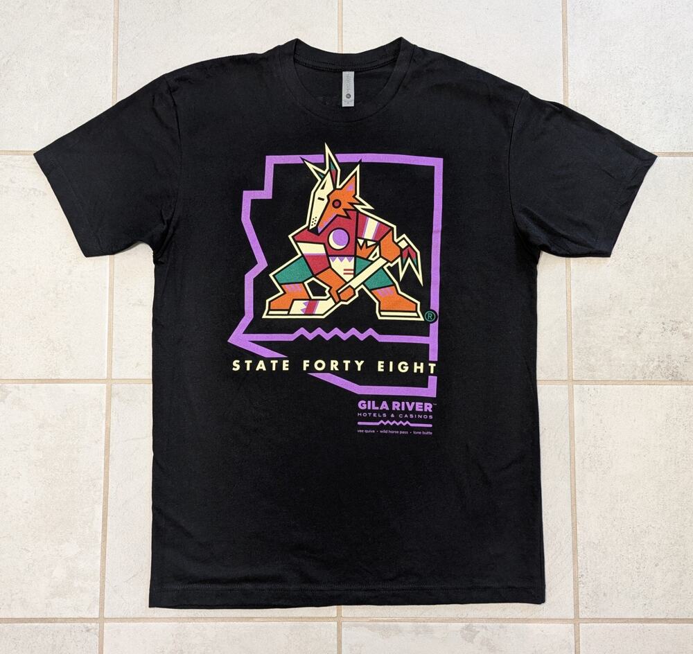 State Forty Eight Men's Small ARIZONA COYOTES Black T Shirt Kachina Logo